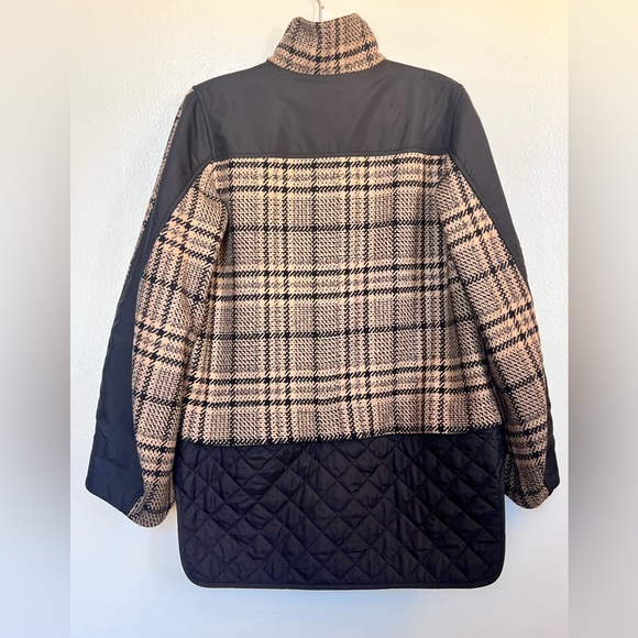 GANNI Plaid Tech  Wool Blend Coat - Picture 4 of 16